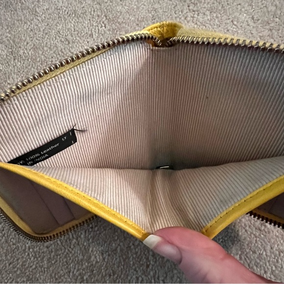 Anthro Margot Cyrus Sunflower Yellow Leather Zip Around Wallet - Picture 5 of 9